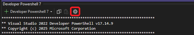 Terminal window in Visual Studio 2022